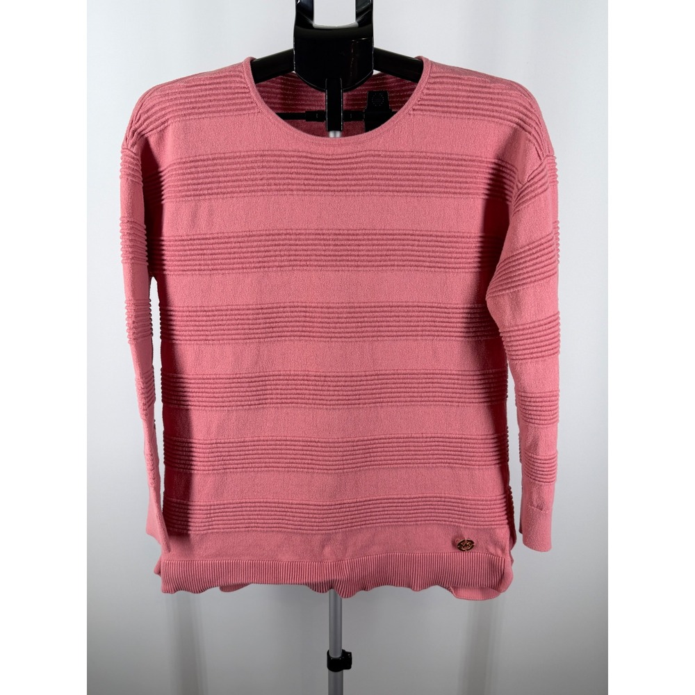 Michael Kors Womens Rose Pink Textured Ribbed Knit Long Sleeve‎ Sweater Size M